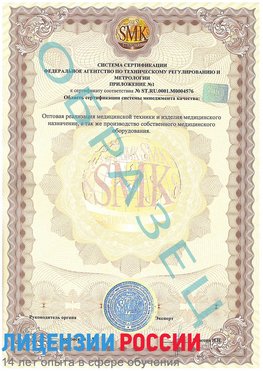 Образец сертификата соответствия (приложение) Николаевск-на-Амуре Сертификат ISO 13485